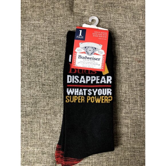 Bud Light Beer Crew Socks Size 10-13 Black Navy Blue Fun Party Gift 3 Pairs - Picture 4 of 6